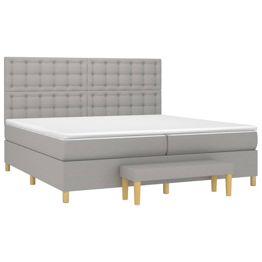 Boxspring Met Matras Stof Lichtgrijs 200 x 200 cm Knopen