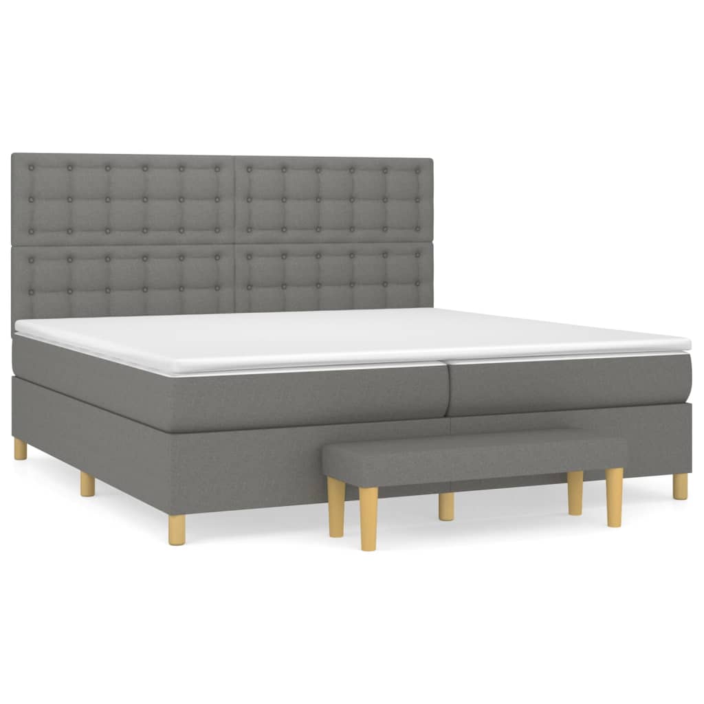 Boxspring Met Matras Stof Donkergrijs 200 x 200 cm Knopen