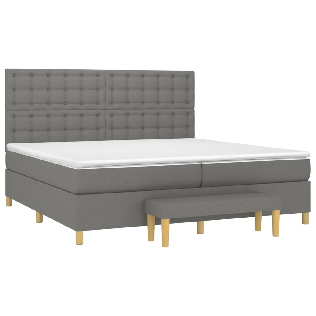 Boxspring Met Matras Stof Donkergrijs 200 x 200 cm Knopen