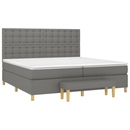 Boxspring Met Matras Stof Donkergrijs 200 x 200 cm Knopen