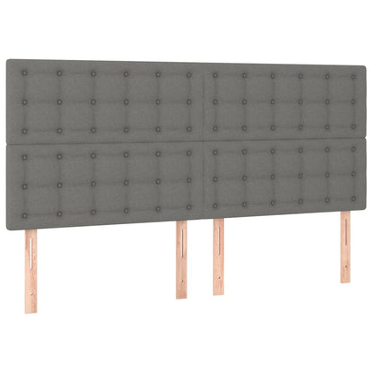 Boxspring Met Matras Stof Donkergrijs 200 x 200 cm Knopen