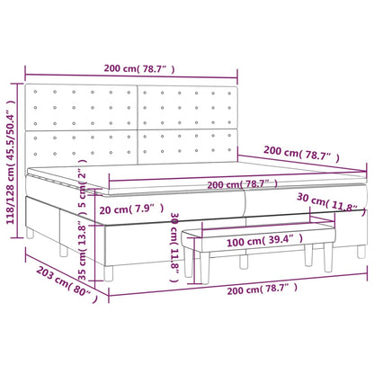 Boxspring Met Matras Stof Donkergrijs 200 x 200 cm Knopen