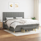 Box spring with dark gray fabric mattress 200x200 cm