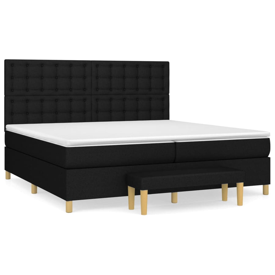 Boxspring Met Matras Stof Zwart 200 x 200 cm Knopen