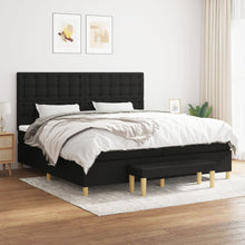 Boxspring Met Matras Stof Zwart 200 x 200 cm Knopen