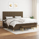 Box spring with dark brown fabric mattress 200x200 cm