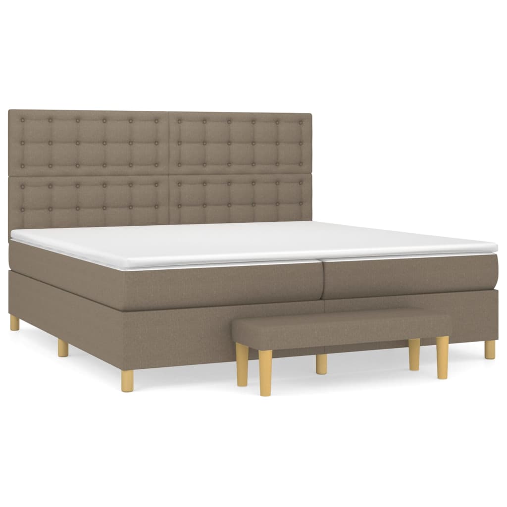 Boxspring Met Matras Stof Taupe 200X200 Cm Taupe 200 x 200 cm Knopen