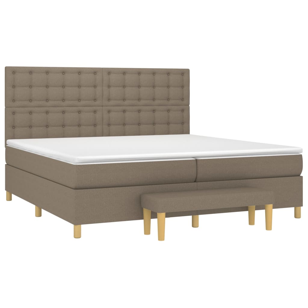 Boxspring Met Matras Stof Taupe 200X200 Cm Taupe 200 x 200 cm Knopen