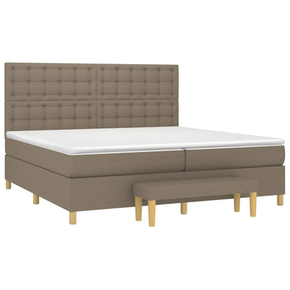 Boxspring Met Matras Stof Taupe 200X200 Cm Taupe 200 x 200 cm Knopen