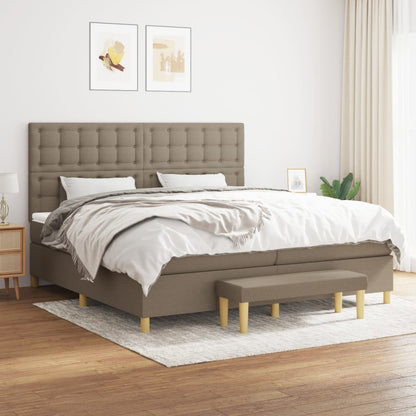 Boxspring Met Matras Stof Taupe 200X200 Cm Taupe 200 x 200 cm Knopen