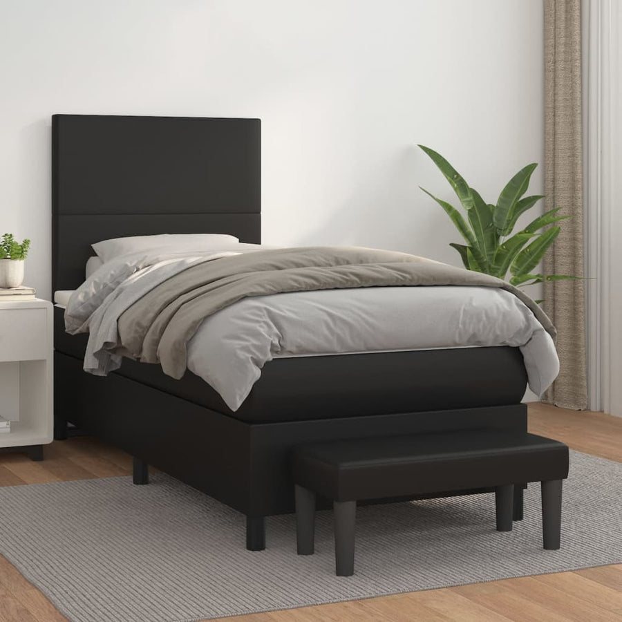 Boxspring met matras kunstleer zwart 80x200 cm 80 x 200 cm Zwart