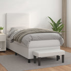 Boxspring met matras kunstleer wit 80x200 cm 80 x 200 cm Wit Effen ontwerp