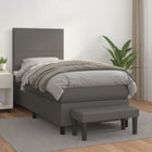 Box spring with mattress faux leather grey 80x200 cm