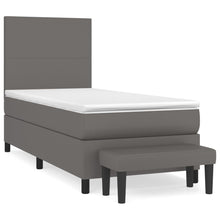 Boxspring Met Matras Kunstleer 90 x 200 cm Grijs Effen ontwerp