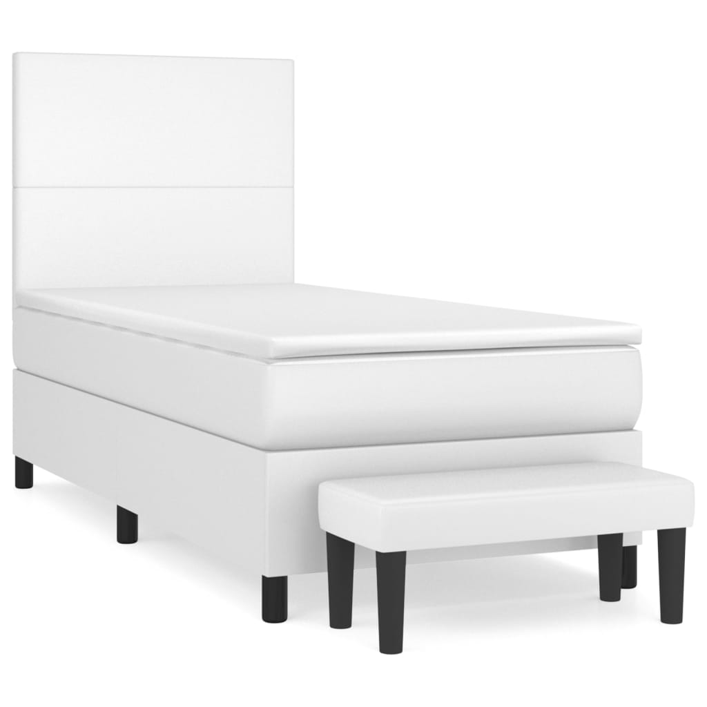 Boxspring met matras kunstleer wit 100x200 cm 100 x 200 cm Wit