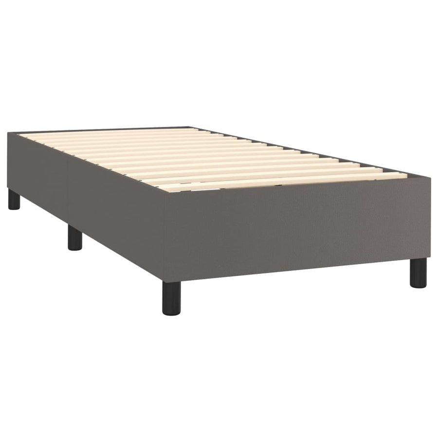 Boxspring met matras kunstleer grijs 100x200 cm 100 x 200 cm Grijs Effen ontwerp