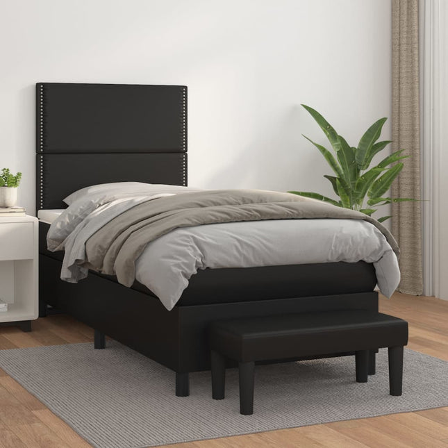 Boxspring met matras kunstleer zwart 90x190 cm 90 x 190 cm Zwart