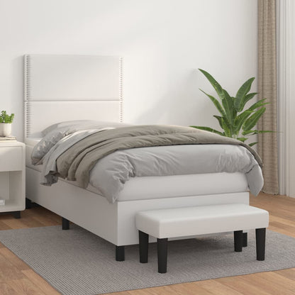 Boxspring met matras kunstleer wit 90x200 cm