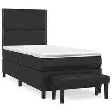 Boxspring met matras kunstleer zwart 100x200 cm 100 x 200 cm Zwart Effen met spijkers