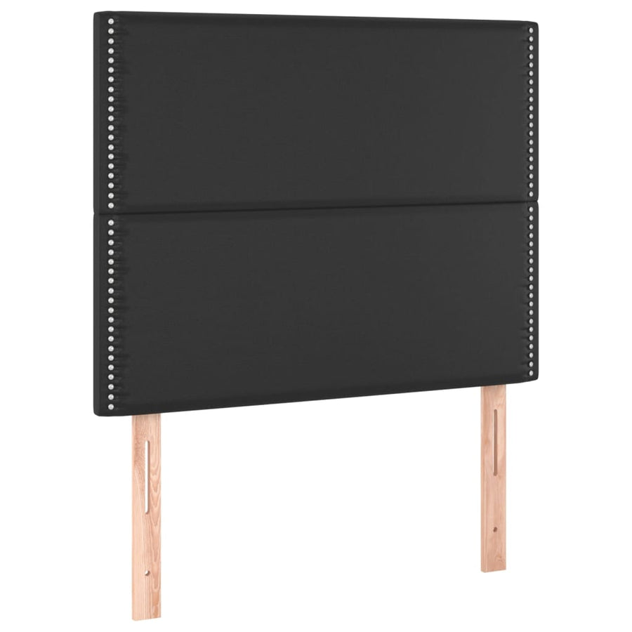 Boxspring met matras kunstleer zwart 100x200 cm 100 x 200 cm Zwart Effen met spijkers