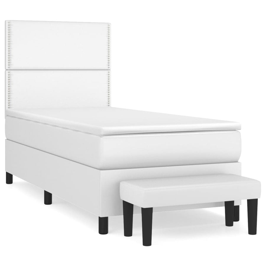 Boxspring met matras kunstleer wit 100x200 cm 100 x 200 cm Wit