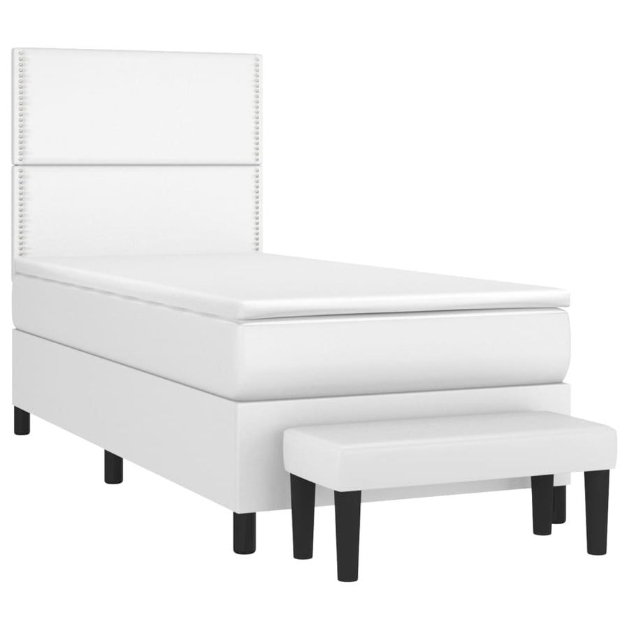 Boxspring met matras kunstleer wit 100x200 cm 100 x 200 cm Wit