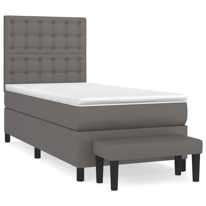 Boxspring Met Matras Kunstleer 80 x 200 cm Grijs Knopen