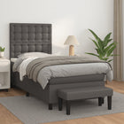 Box spring with mattress faux leather grey 80x200 cm