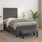Boxspring met matras 90x190 cm grijs kunstleer