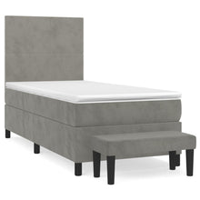 Boxspring Met Matras Fluweel Lichtgrijs 80 x 200 cm Effen ontwerp