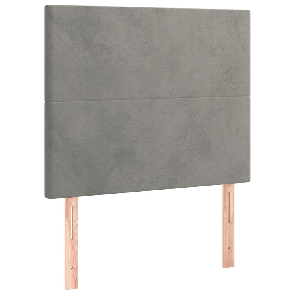 Boxspring Met Matras Fluweel Lichtgrijs 90 x 190 cm Effen ontwerp