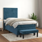 Boxspring Met Matras Fluweel Donkerblauw 90X190 Cm Donkerblauw 90 x 190 cm Effen ontwerp