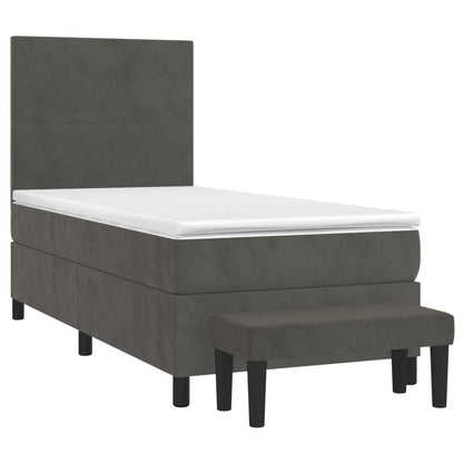 Boxspring Met Matras Fluweel Donkergrijs 90 x 200 cm Effen ontwerp