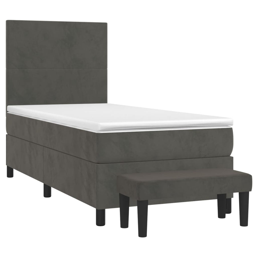 Boxspring Met Matras Fluweel Donkergrijs 90 x 200 cm Effen ontwerp