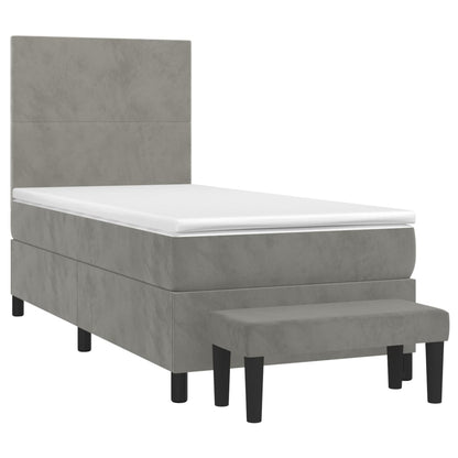 Boxspring Met Matras Fluweel Lichtgrijs 100 x 200 cm Effen ontwerp
