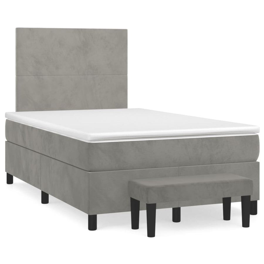 Boxspring Met Matras Fluweel Lichtgrijs 120 x 200 cm Effen ontwerp