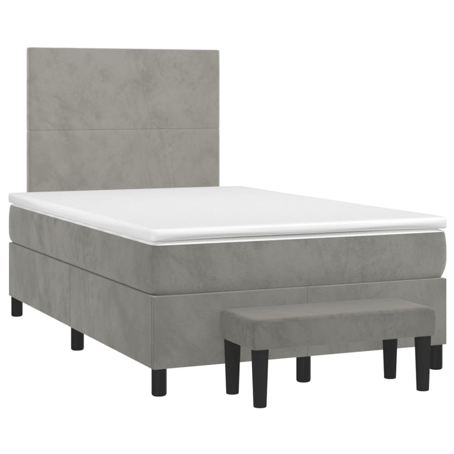 Boxspring Met Matras Fluweel Lichtgrijs 120 x 200 cm Effen ontwerp