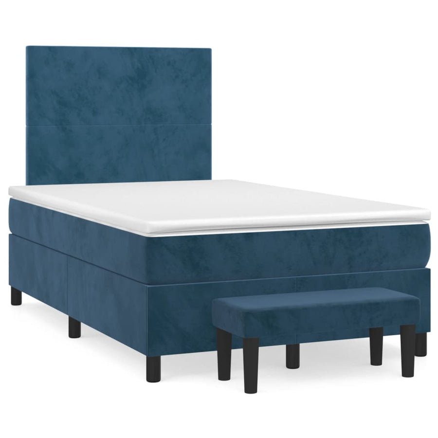 Boxspring Met Matras Fluweel Donkerblauw 120X200 Cm Donkerblauw 120 x 200 cm Effen ontwerp
