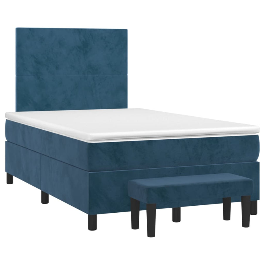 Boxspring Met Matras Fluweel Donkerblauw 120X200 Cm Donkerblauw 120 x 200 cm Effen ontwerp