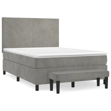 Boxspring Met Matras Fluweel Lichtgrijs 140 x 190 cm Effen ontwerp