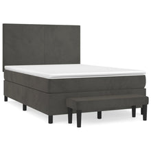 Boxspring Met Matras Fluweel Donkergrijs 140 x 190 cm Effen ontwerp