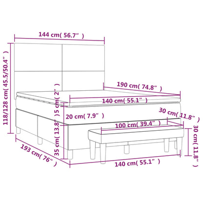 Boxspring Met Matras Fluweel Donkergrijs 140 x 190 cm Effen ontwerp