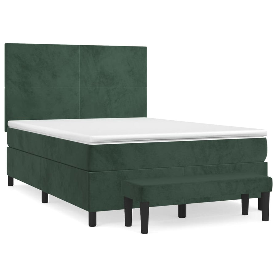 Boxspring Met Matras Fluweel Donkergroen 140 x 190 cm Effen ontwerp