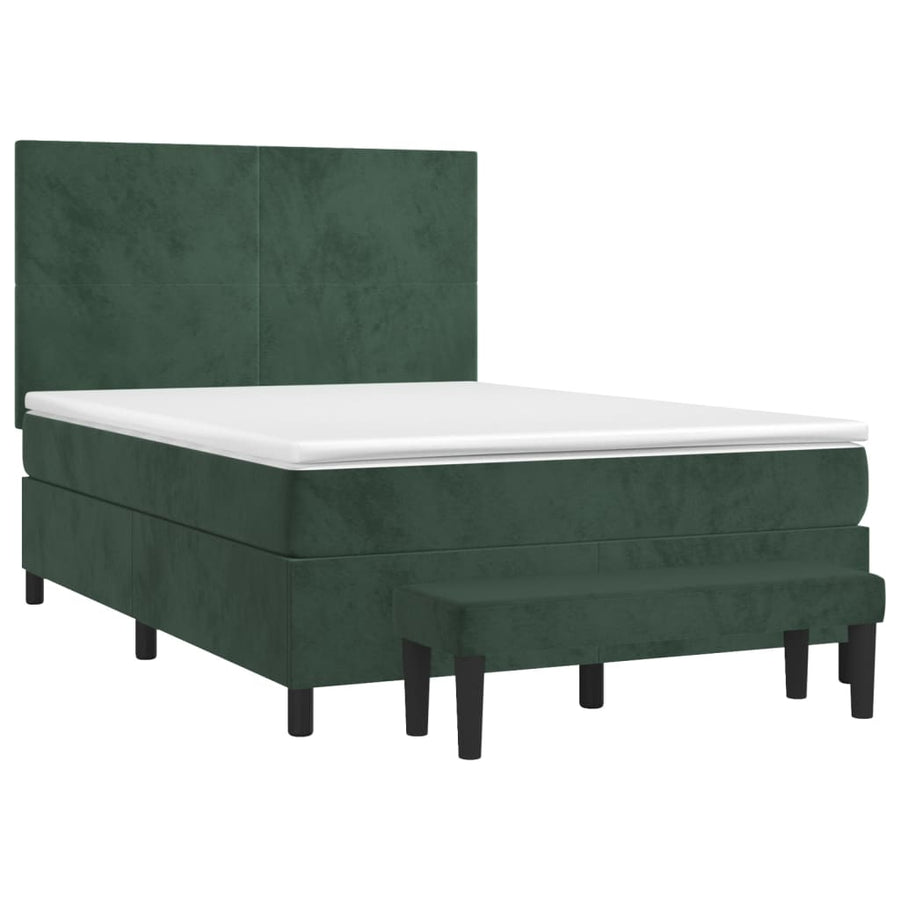 Boxspring Met Matras Fluweel Donkergroen 140 x 190 cm Effen ontwerp