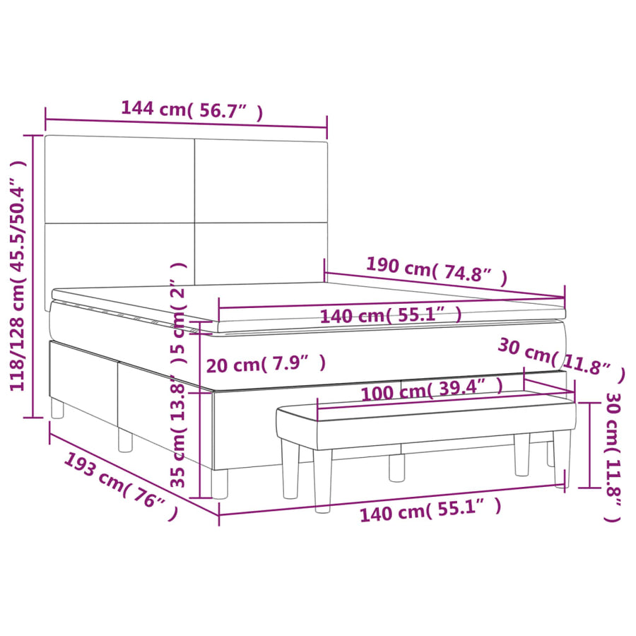 Boxspring Met Matras Fluweel Donkergroen 140 x 190 cm Effen ontwerp
