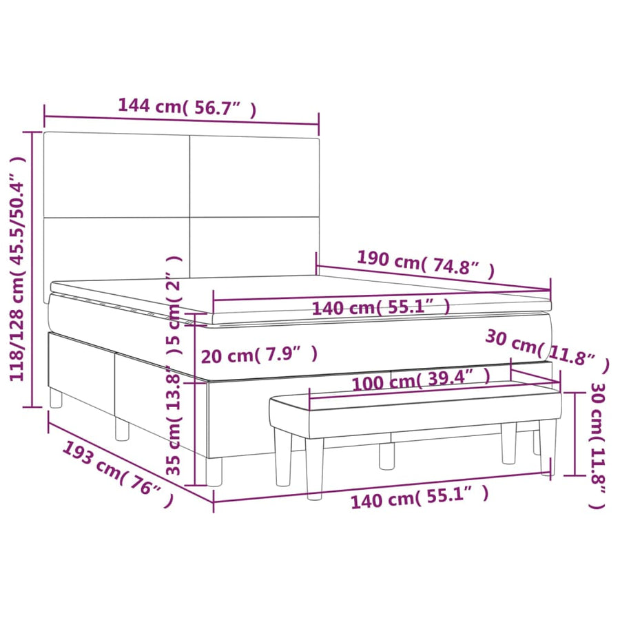Boxspring Met Matras Fluweel 140 x 190 cm