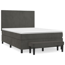 Boxspring Met Matras Fluweel Donkergrijs 140 x 200 cm Effen ontwerp