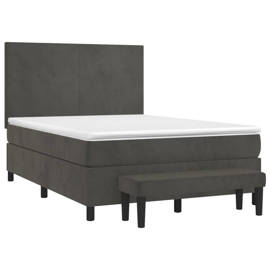 Boxspring Met Matras Fluweel Donkergrijs 140 x 200 cm Effen ontwerp