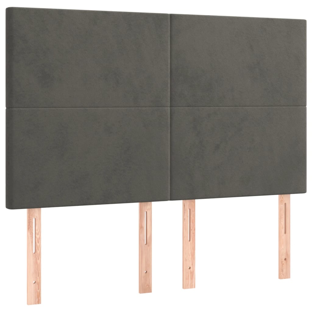Boxspring Met Matras Fluweel Donkergrijs 140 x 200 cm Effen ontwerp