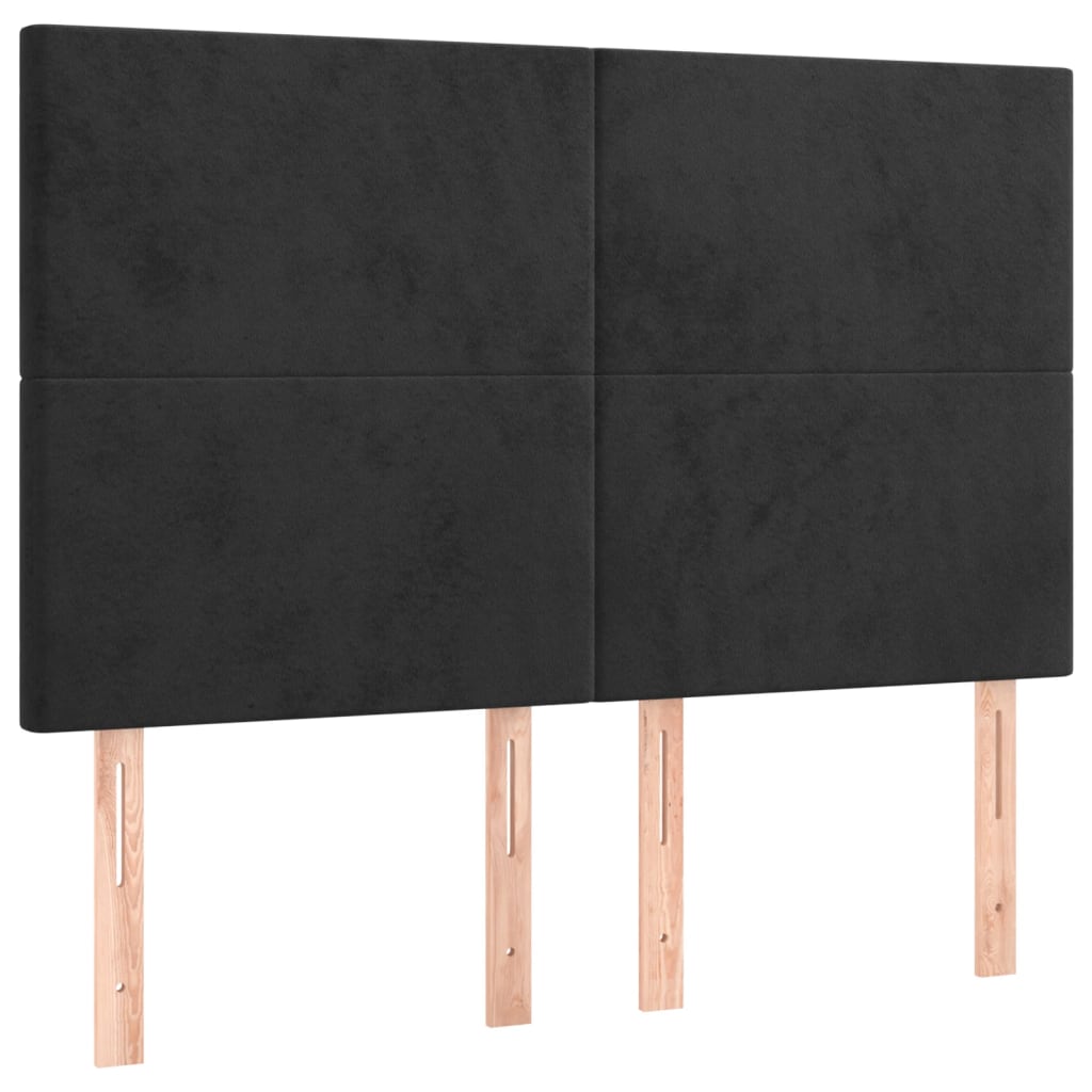 Boxspring Met Matras Fluweel Zwart 140X200 Cm Zwart 140 x 200 cm Effen ontwerp